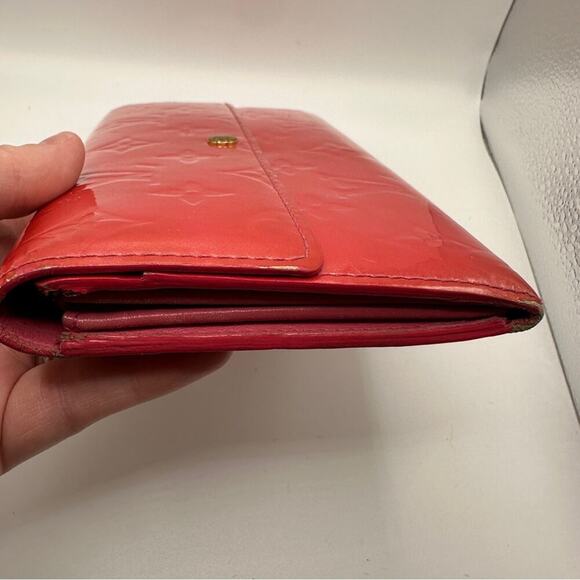 Louis Vuitton Monogram Vernis Porte Feuille Sarah Long Bifold Wallet Red 7.5 x 4 - Picture 7 of 14